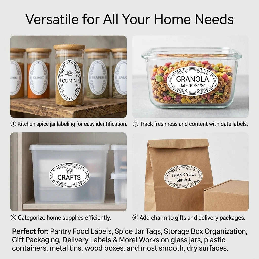 150-Pack Farmhouse Pantry & Kitchen Organization Labels