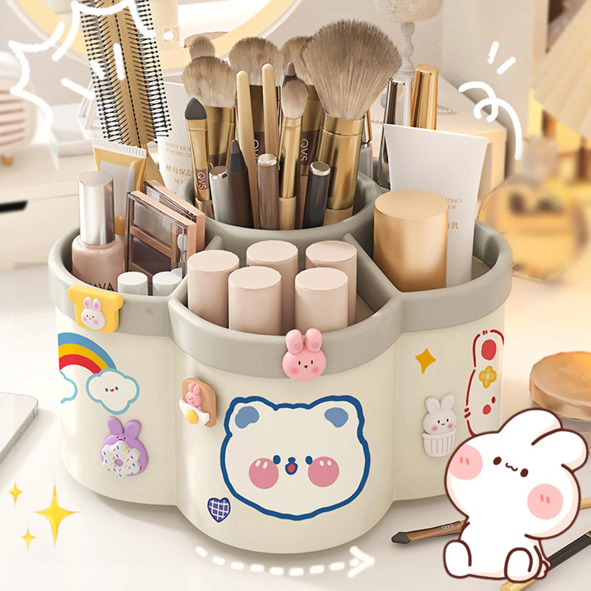Rotating Desk Organizer – Multi-Compartment Storage Caddy