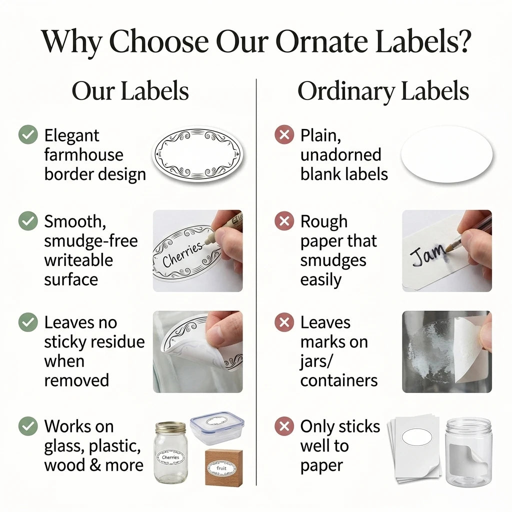150-Pack Farmhouse Pantry & Kitchen Organization Labels