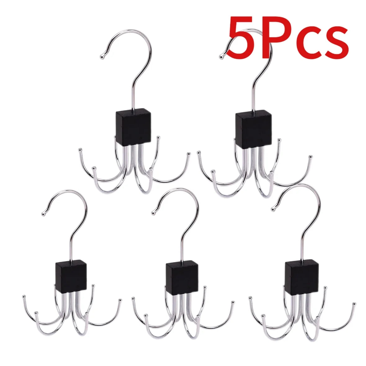 5-Piece 360° Rotating Closet Organizer Hooks