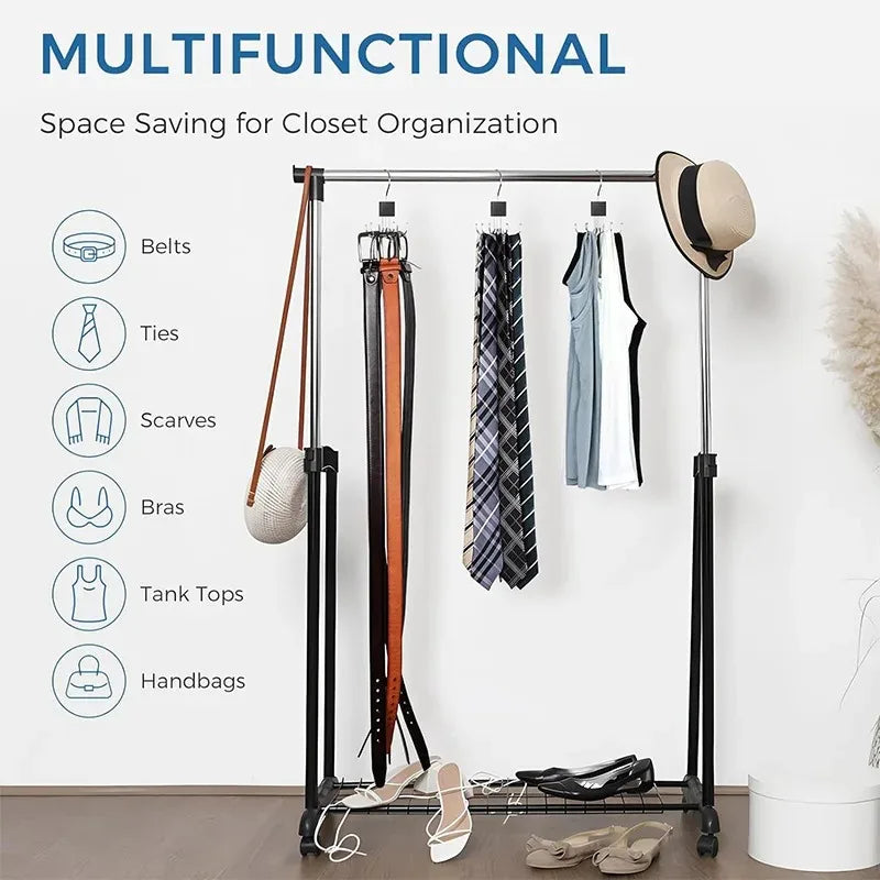 5-Piece 360° Rotating Closet Organizer Hooks