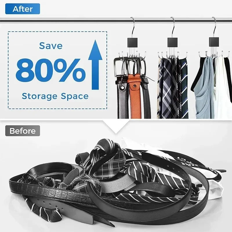 5-Piece 360° Rotating Closet Organizer Hooks