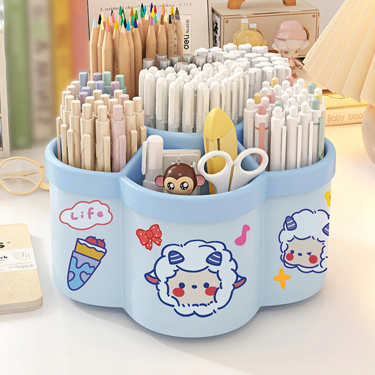 Rotating Desk Organizer – Multi-Compartment Storage Caddy