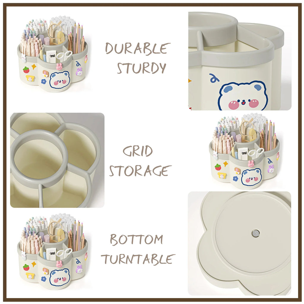 Rotating Desk Organizer – Multi-Compartment Storage Caddy
