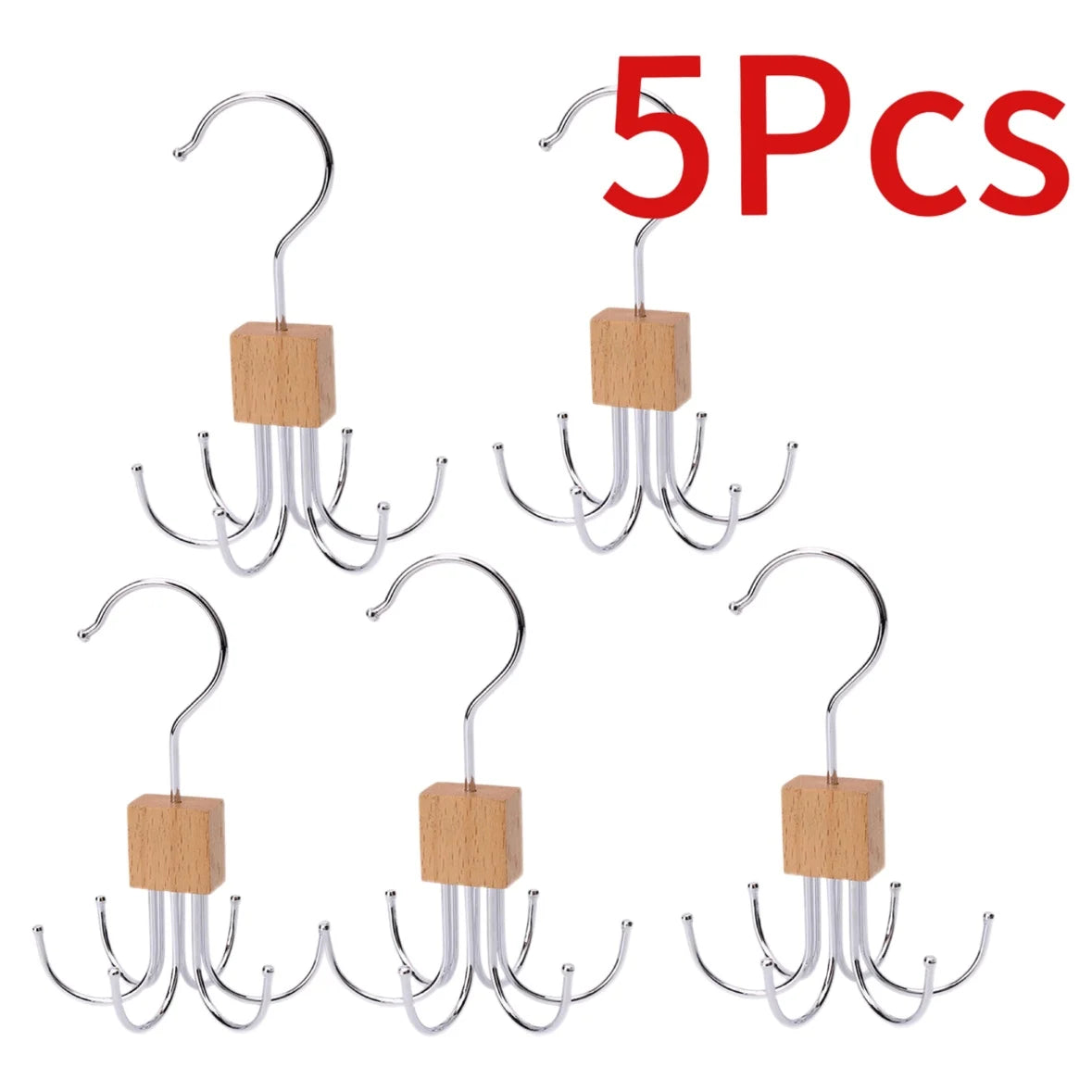 5-Piece 360° Rotating Closet Organizer Hooks