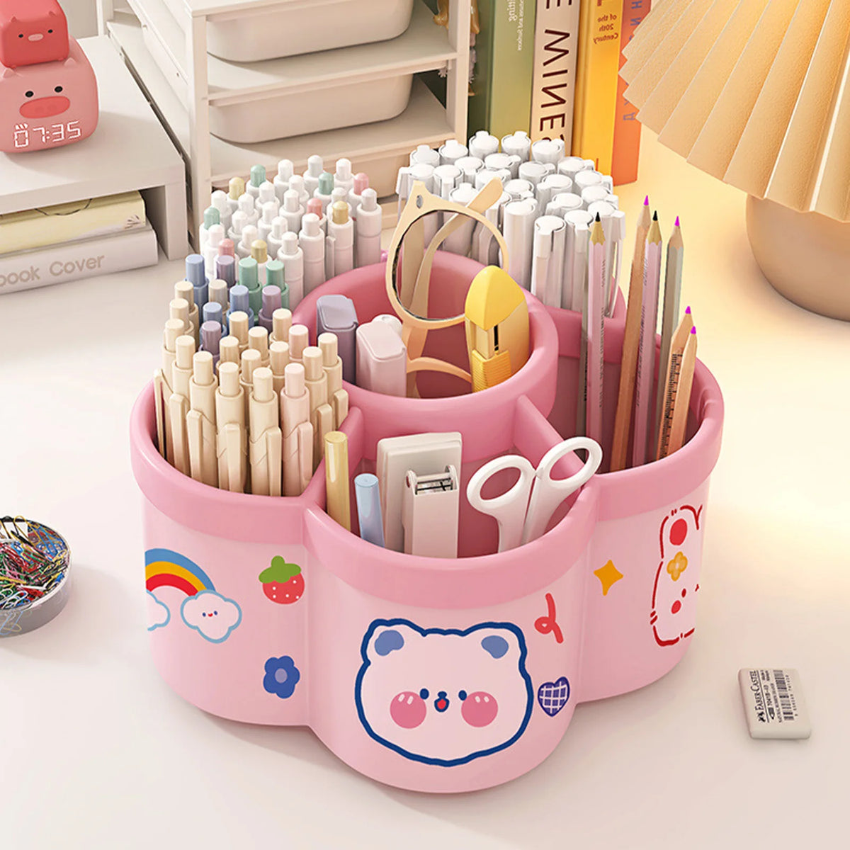 Rotating Desk Organizer – Multi-Compartment Storage Caddy