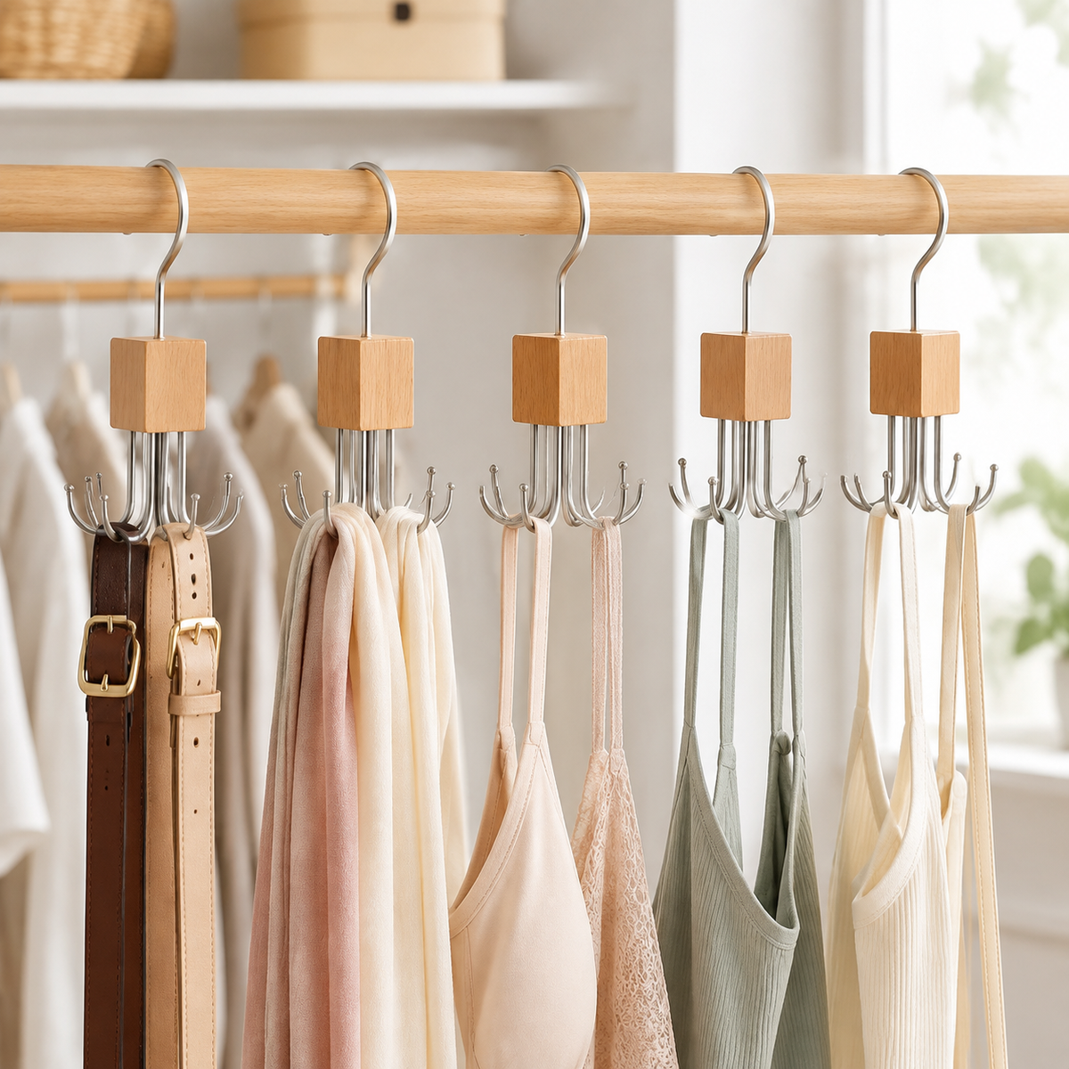 5-Piece 360° Rotating Closet Organizer Hooks